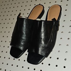 Halston Heritage Black Leather Mules